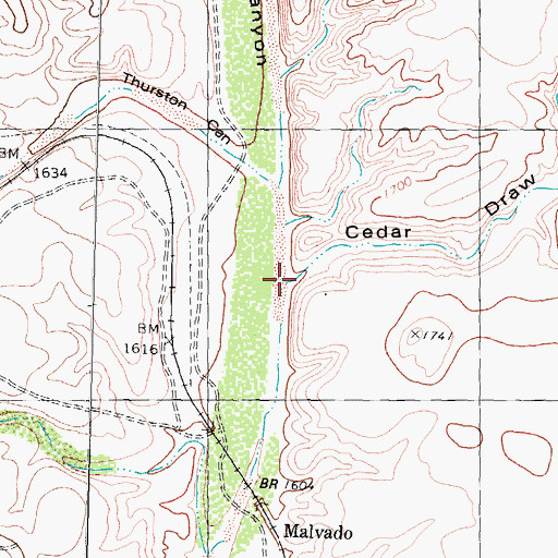 Topographic Map of Cedar Draw, TX