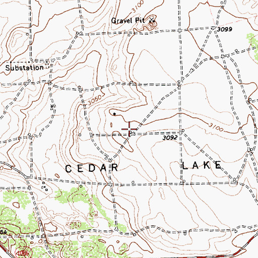 Topographic Map of Cedar Lake Oil Field, TX