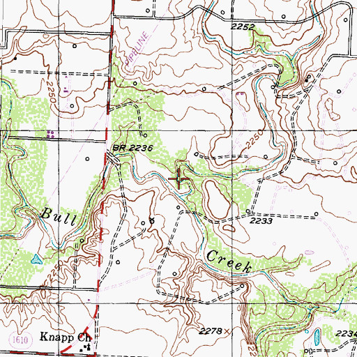 Topographic Map of Chimney Creek, TX
