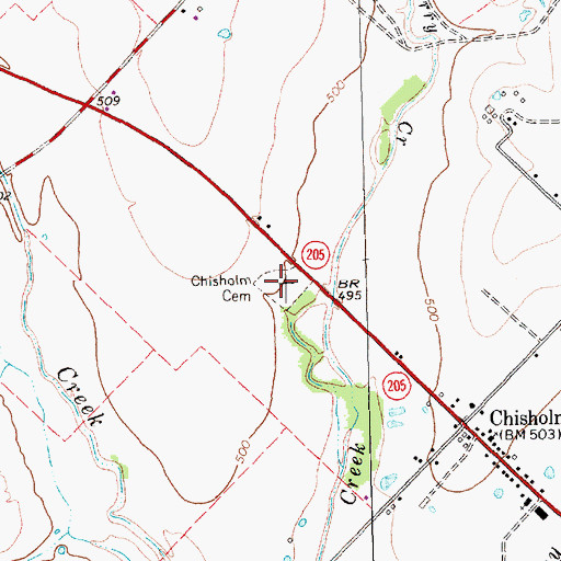 Topographic Map of Chisholm Cemetery, TX