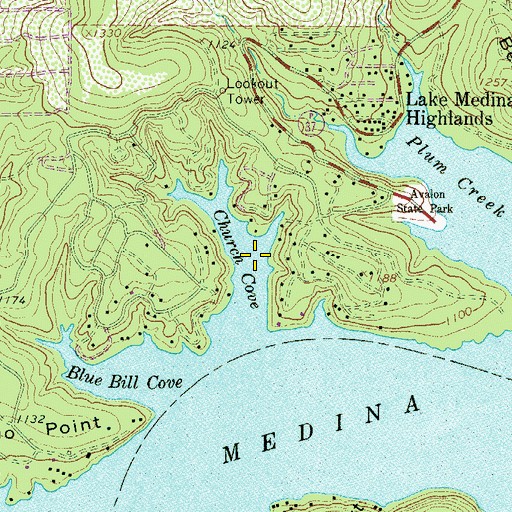 Topographic Map of Church Cove, TX