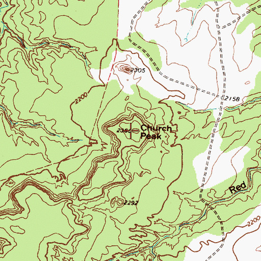 Topographic Map of Church Peak, TX
