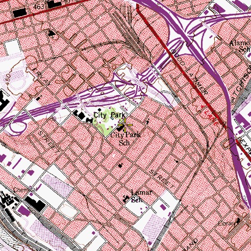Topographic Map of City Park School, TX