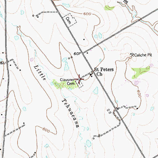 Topographic Map of Clausner Cemetery, TX
