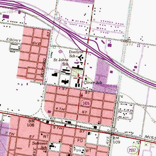 Topographic Map of Clover School, TX