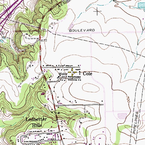 Topographic Map of Cole, TX
