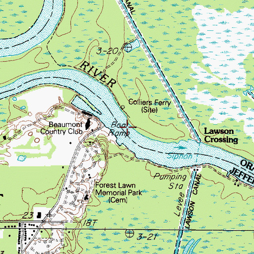 Topographic Map of Colliers Ferry, TX