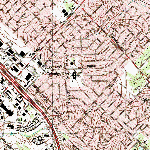 Topographic Map of Colonies North School, TX