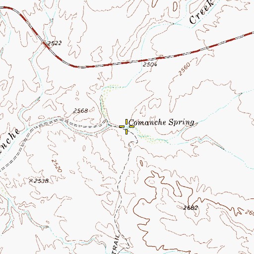 Topographic Map of Comanche Spring, TX