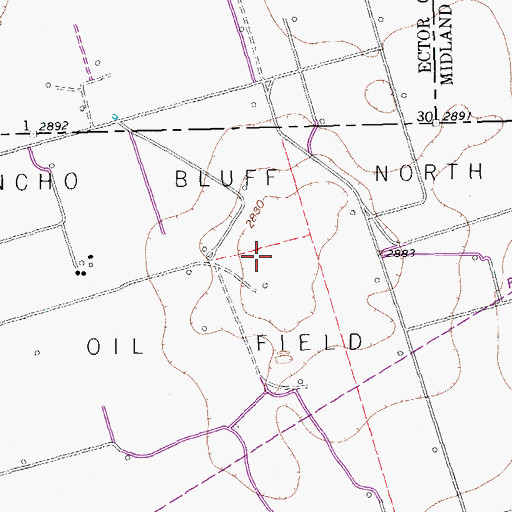 Topographic Map of Concho Bluff North Oil Field, TX