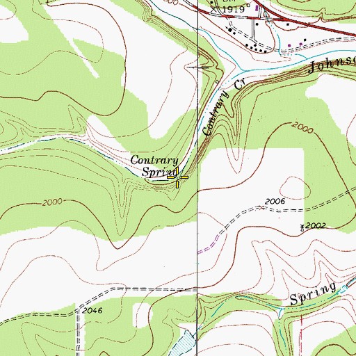Topographic Map of Contrary Spring, TX