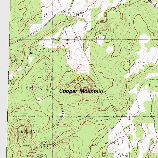 Topographic Map of Cooper Mountain, TX