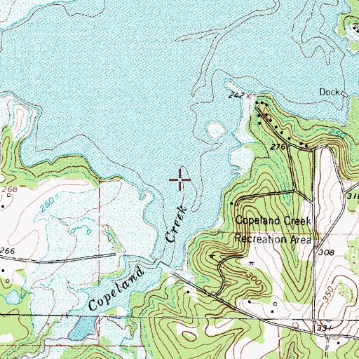 Topographic Map of Copeland Creek, TX