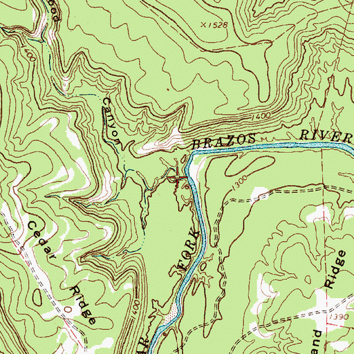 Topographic Map of Cottonwood Canyon, TX