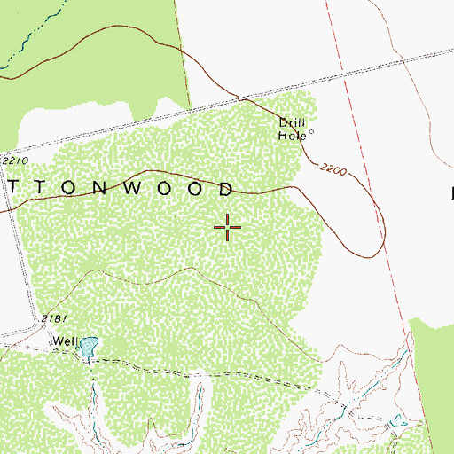 Topographic Map of Cottonwood Flat, TX