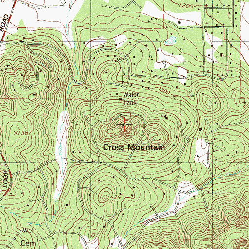 Topographic Map of Cross Mountain, TX