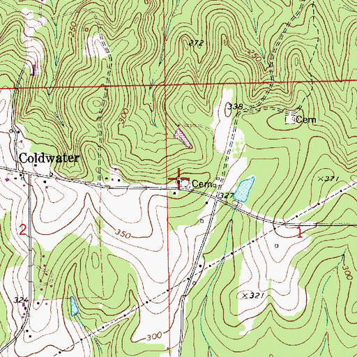Topographic Map of Cold Water Church, AL