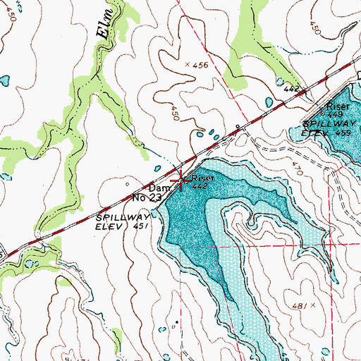 Topographic Map of Dam Number 23, TX