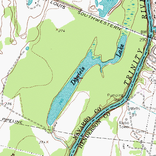 Topographic Map of Daniels Lake, TX