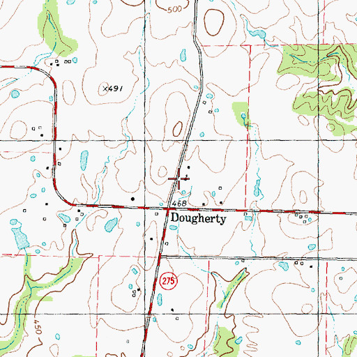 Topographic Map of Daugherty Baptist Church, TX