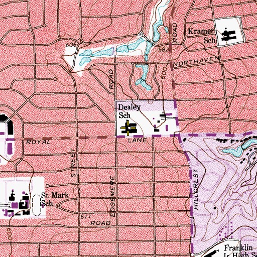 Topographic Map of Dealey School, TX