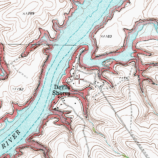 Topographic Map of Devils Shores, TX