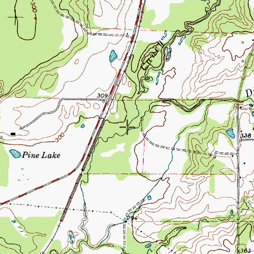 Topographic Map of Dickey Branch, TX