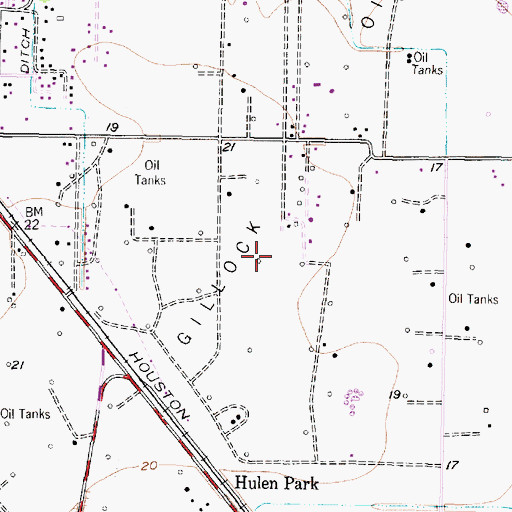 Topographic Map of Dickinson Gillock Oil Field, TX