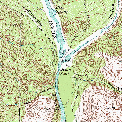 Topographic Map of Dolan Creek, TX