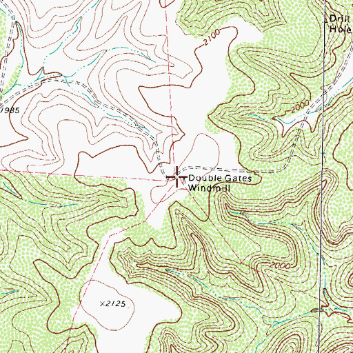 Topographic Map of Double Gates Windmill, TX