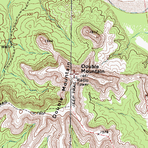 Topographic Map of Double Mountain, TX