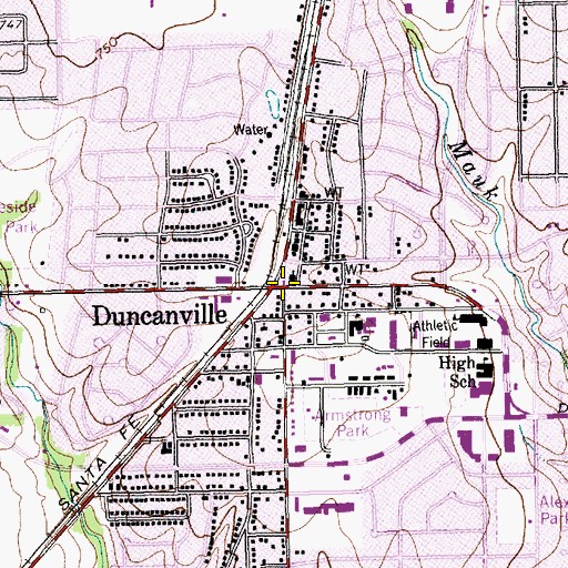 Topographic Map of Duncanville, TX