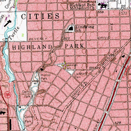 Topographic Map of Dyckman Park, TX