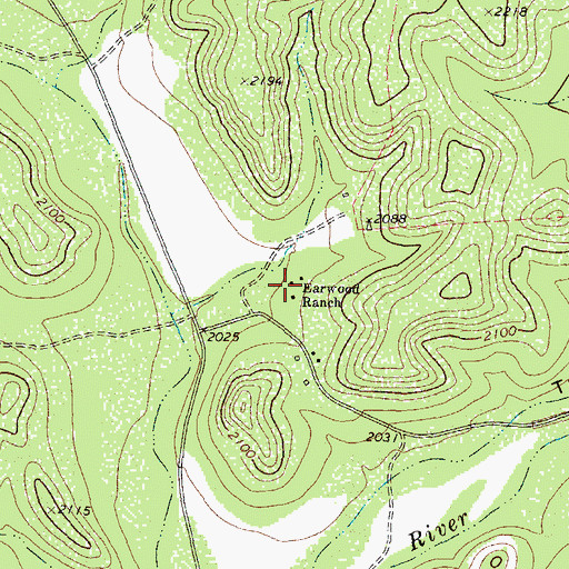 Topographic Map of Earwood Ranch, TX