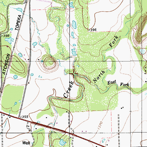 Topographic Map of East Fork Steppes Creek, TX