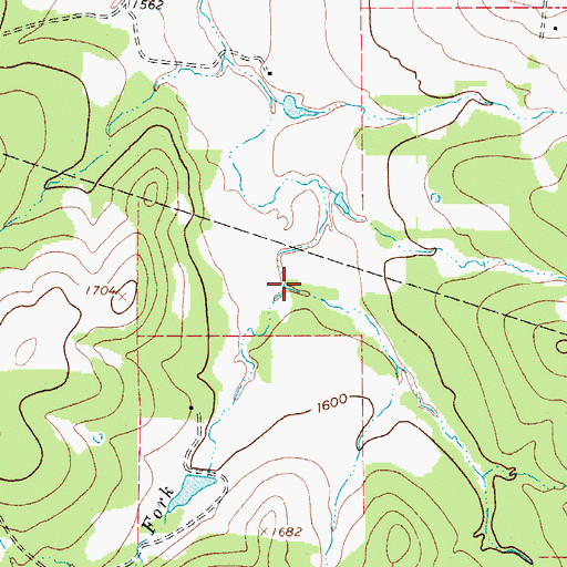 Topographic Map of East Fork Threemile Creek, TX