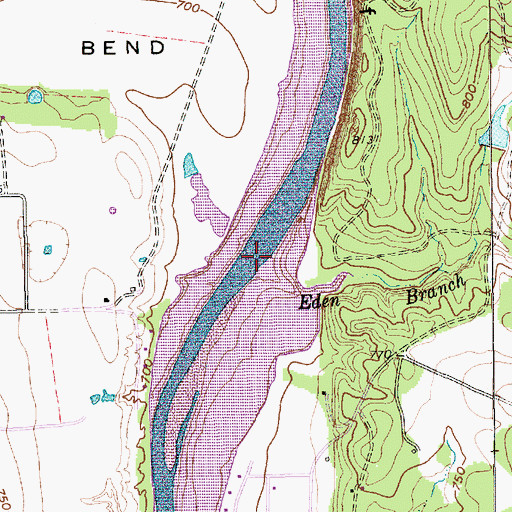 Topographic Map of Eden Branch, TX