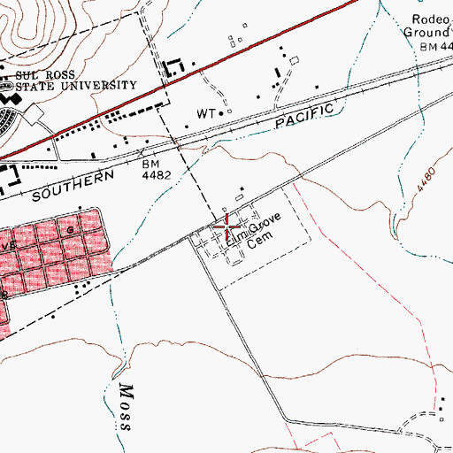 Topographic Map of Elm Grove Cemetery, TX