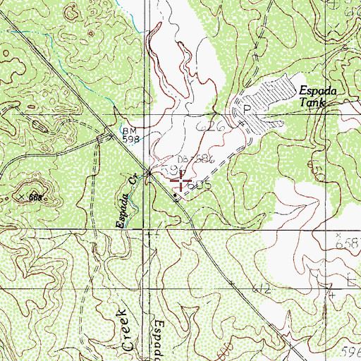 Topographic Map of Espada Ranch, TX