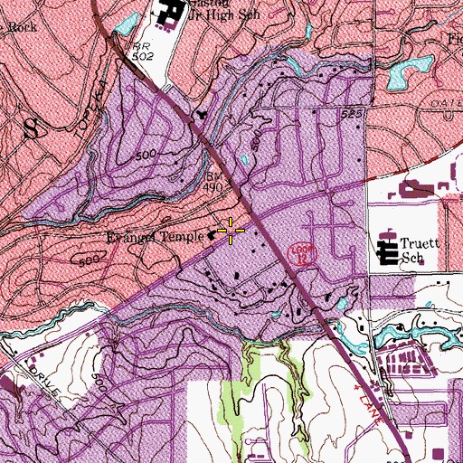 Topographic Map of Evangel Temple, TX