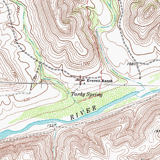 Topographic Map of Everett Ranch, TX