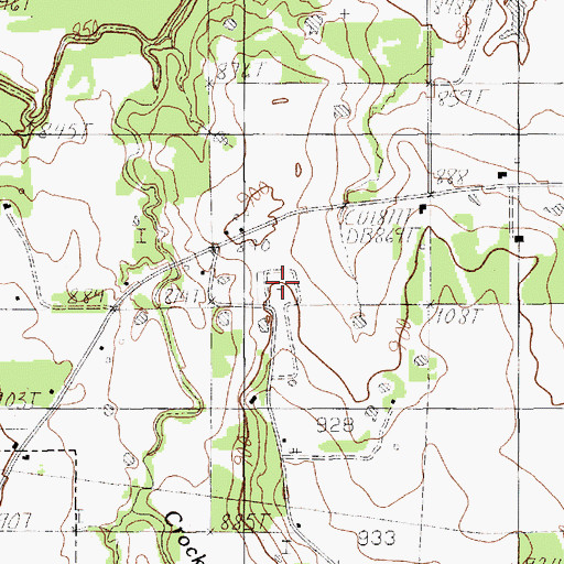 Topographic Map of Evergreen Cemetery, TX