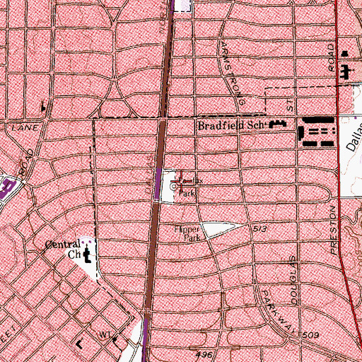 Topographic Map of Fairfax Park, TX