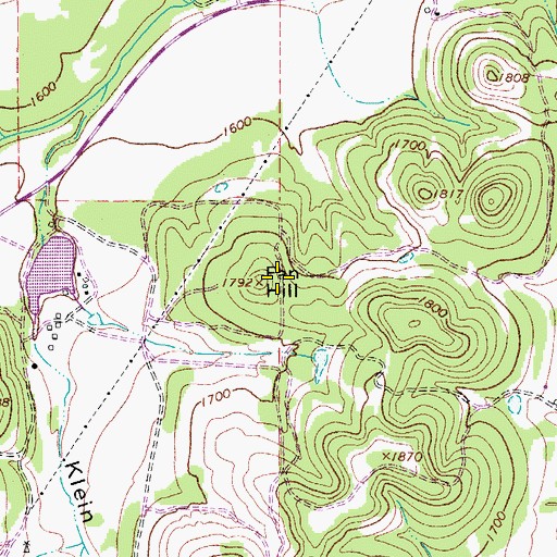 Topographic Map of Fall Hill, TX