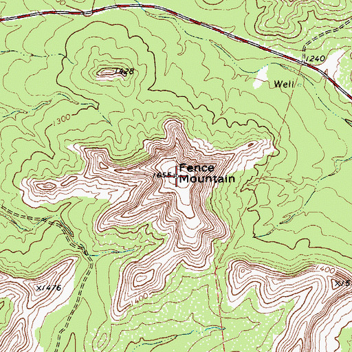 Topographic Map of Fence Mountain, TX