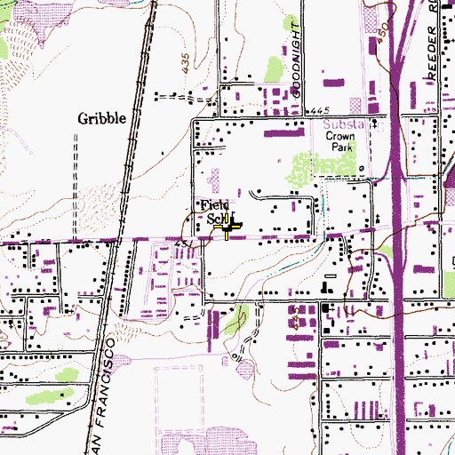 Topographic Map of Field School, TX