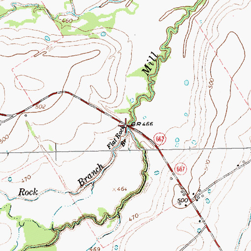 Topographic Map of Flat Rock Branch, TX