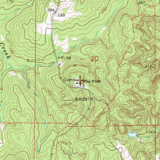 Topographic Map of Cedar Fork Cemetery, AL