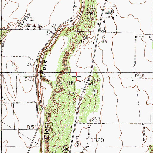 Topographic Map of Fort Phantom Hill Cemetery, TX