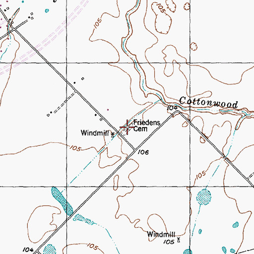 Topographic Map of Friedens Cemetery, TX